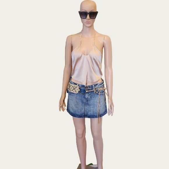 Princess Polly BEIGE/Rose Asymmetrical Backless Crop Top NWT - Picture 9 of 9